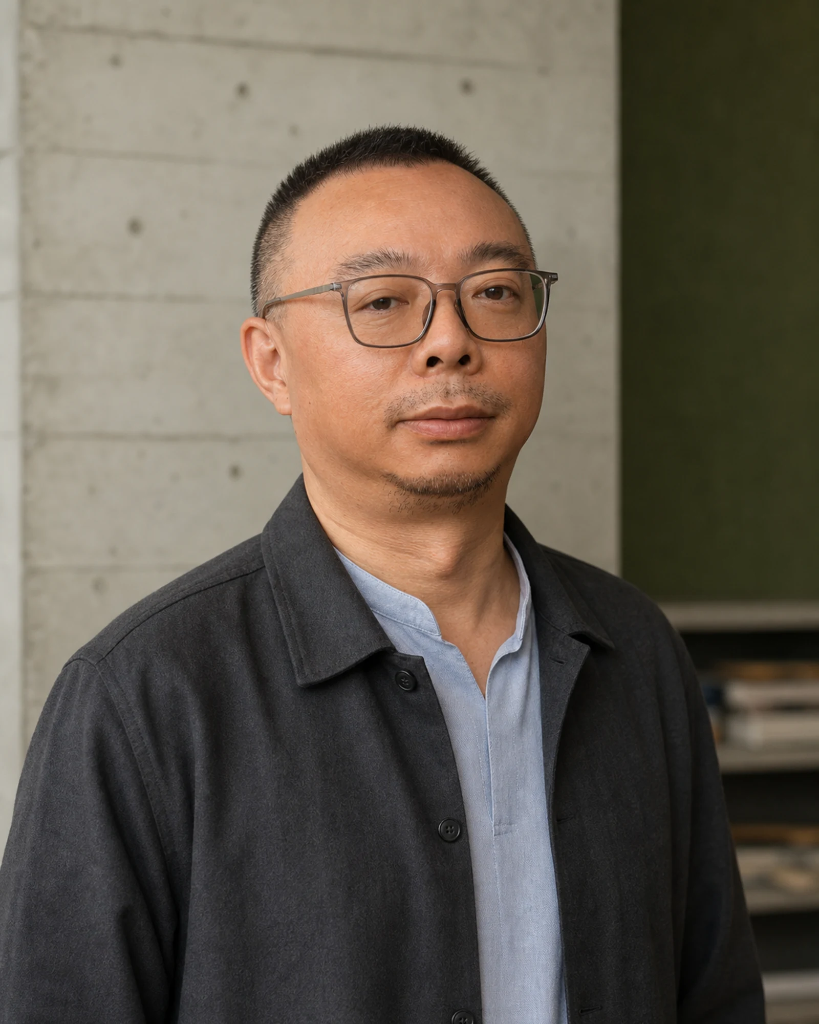 Zhou Zhiyong in a restrained editorial portrait